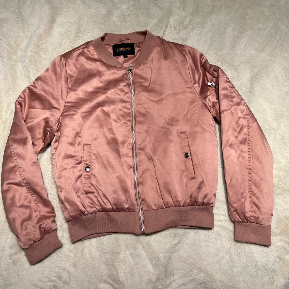 WORN ONCE blush bomber jacket